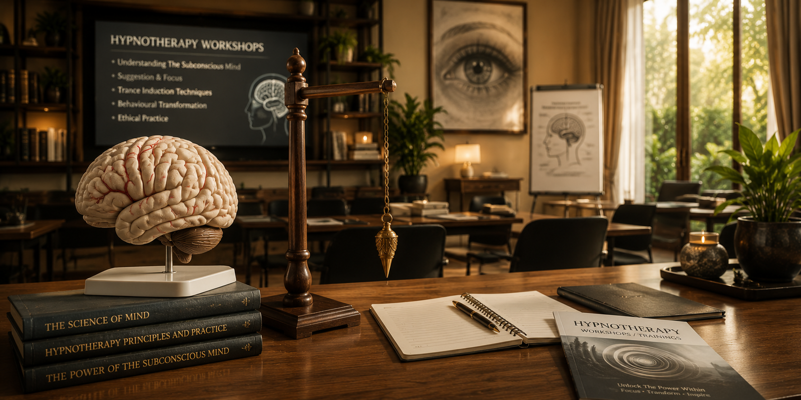 Small premium workshop setup with calm collaborative environment